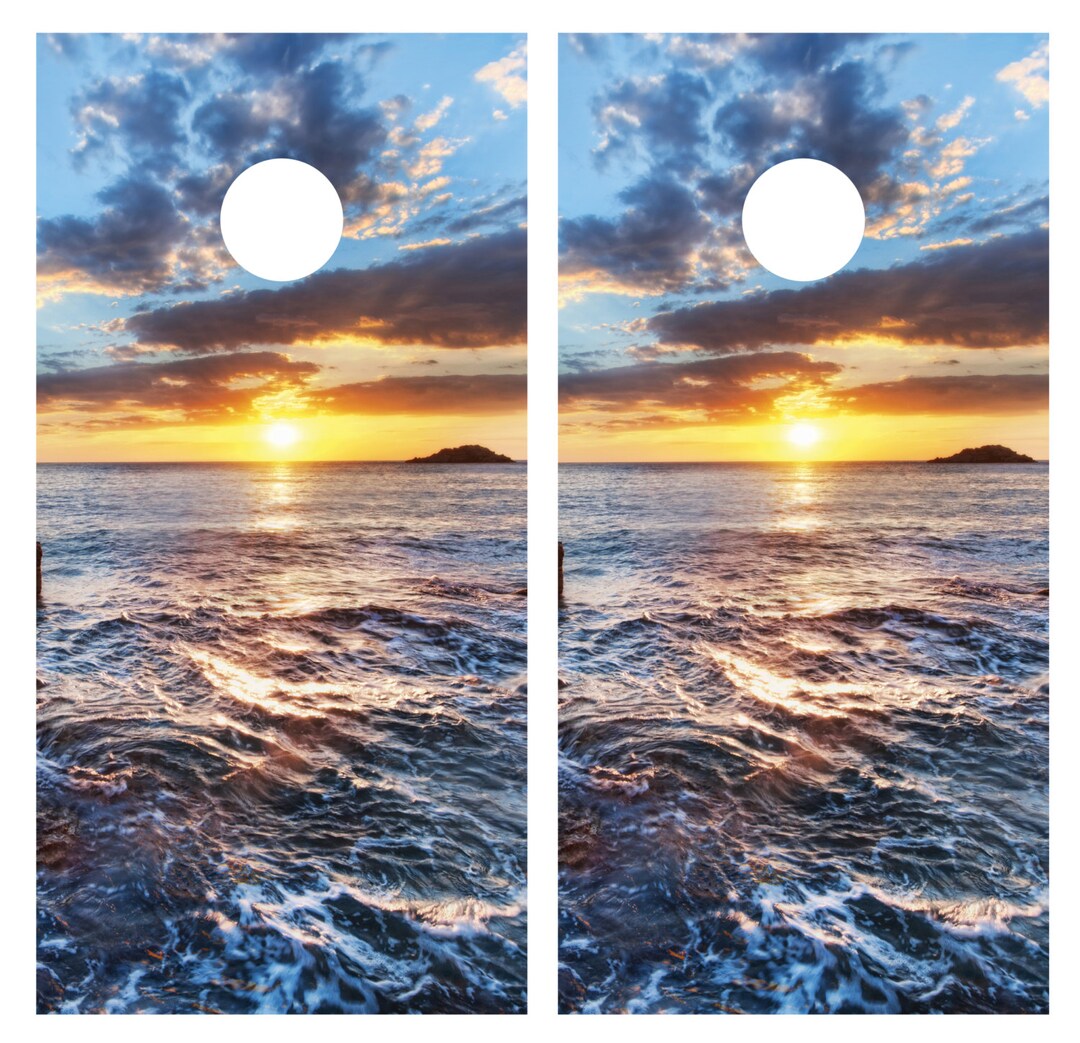 Beach Sunset Cornhole Decal Wrap - Etsy