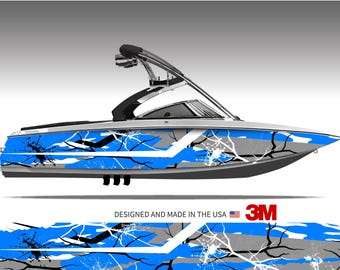 Ravage (Blue) Boat Wrap Kit Vinyl Graphic Decal 3M - 15 Sizes Available