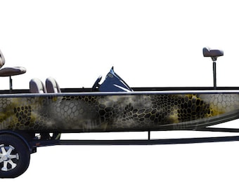 Camo Boat Wrap Kit Chameleon Black and Yellow 3M Cast Vinyl - 15 Sizes Available