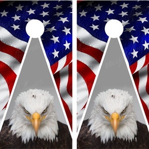 American Flag Bald Eagle #4 Patriotic Cornhole Wraps Decals