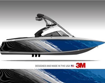 Hurricane (Blue) Boat Wrap Kit Vinyl Graphic Decal 3M - 15 Sizes Available