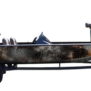 Camo Boat Wrap Kit &quot;Chameleon Black and Orange&quot; 3M Cast Vinyl - 15 Sizes Available