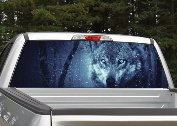 2 Wolves in Winter B//W Rear Window Graphic Decal Truck SUV