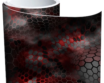 Camo Chameleon &quot;Black and Red&quot; Wrap Vinyl Roll Sheet 3M - Many Sizes Available