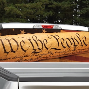 American Flag &quot;We The People&quot; Rear Window Graphic Decal for Truck SUV (Perforated)