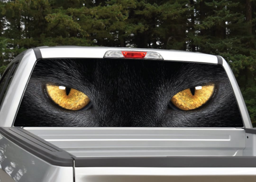 Black Cat Panther Eyes Rear Window Graphic Decal perforated - Etsy