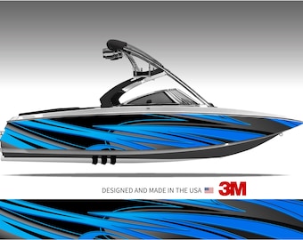 Viper (Blue) Abstract Boat Wrap Kit Vinyl Graphic Decal 3M - 15 Sizes Available