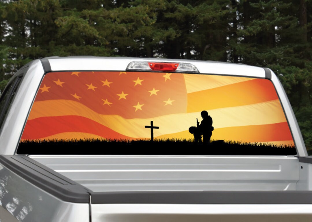 Fallen Soldier American Flag Rear Window Graphic Decal for Truck SUV ...