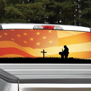 Fallen Soldier American Flag Rear Window Graphic Decal for Truck SUV ...