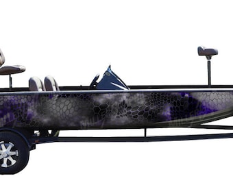 Camo Boat Wrap Kit Chameleon Black and Purple 3M Cast Vinyl - 15 Sizes Available