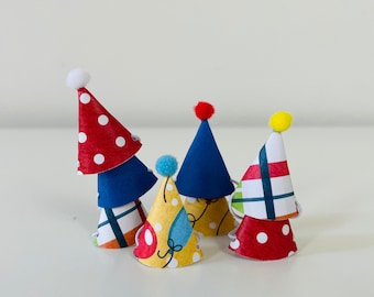 Mini Party Hats with Pom-Poms: Animal or Cupcake Decor (Set of 8)