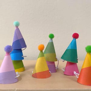 Mini Partyhüte Set: Pastell Tortenstecker, Tierdekor