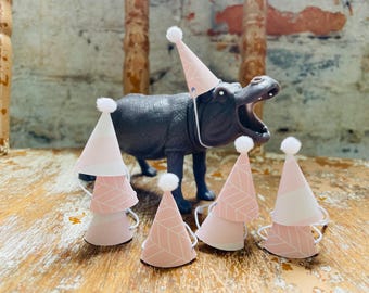 Mini Party Hats: Pastel Cake Topper Decorations - Kids Birthday