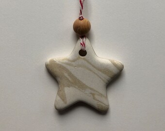 Tumbled Stoneware Christmas Star Ornament