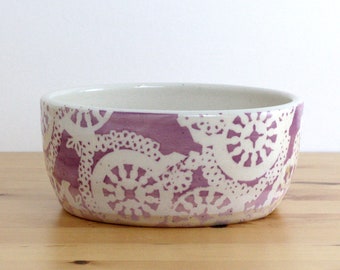 Handmade Succulent Planter in Purple Lace Pattern