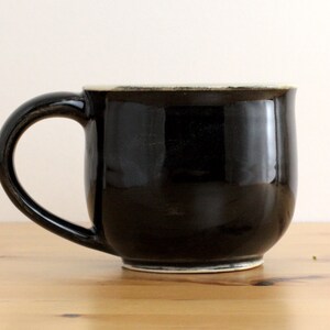 Handmade Monogram Mug, Black and White Lace Pottery, 12 ounces image 5