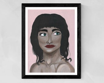 Portrait PRINT - "Pénélope", fille regardant au loin, visage féminin Impression artistique