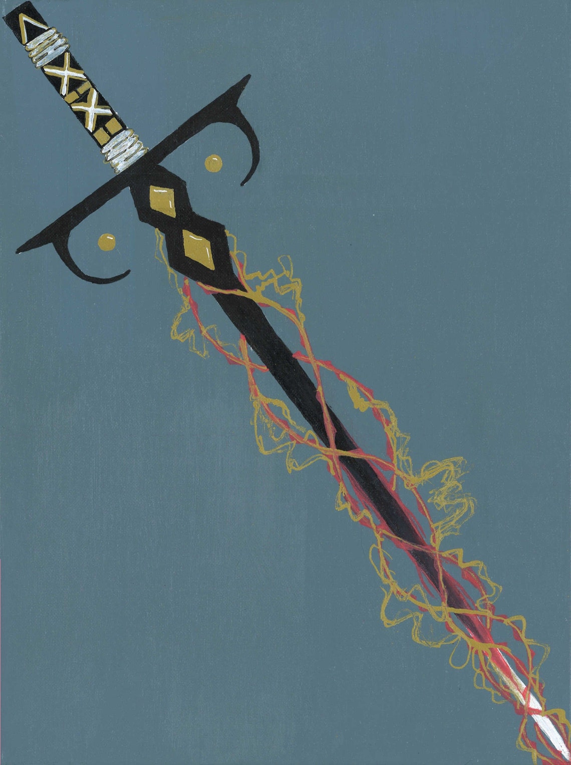 Battle Gear PRINT lightning Sword, Weapon Concept Art Print, Short