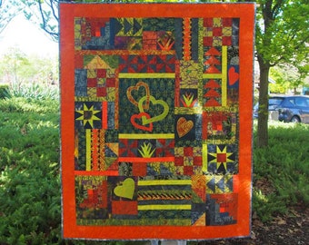 Random Heart quilt pattern (PDF download) by Leslie Edwards @ Quilting Fabrications