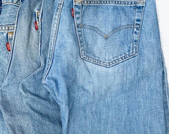 Bootcut Levis Jeans Y2K Slim Fit Blue Jeans 517 Distressed Ripped