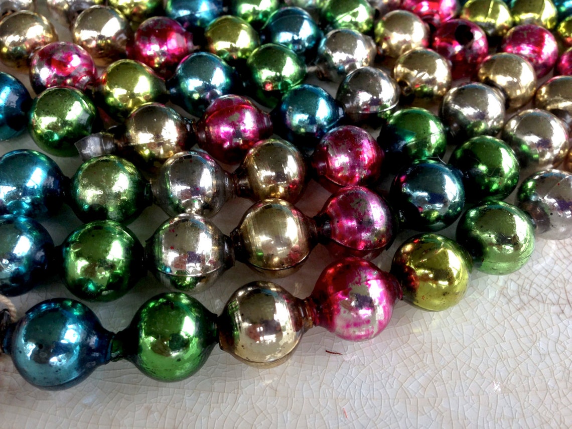 Vintage Mercury Glass Bead Garland Vintage Christmas Etsy