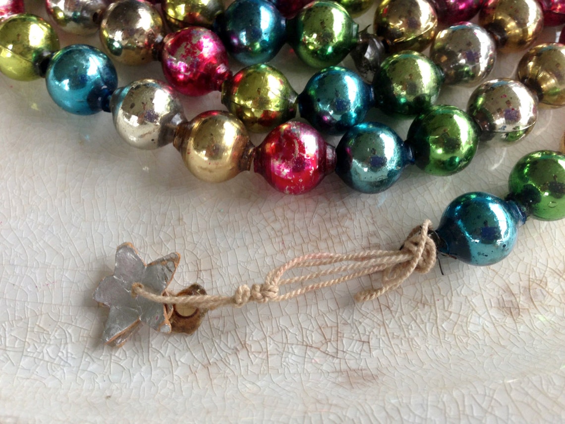 Vintage Mercury Glass Bead Garland Vintage Christmas Etsy