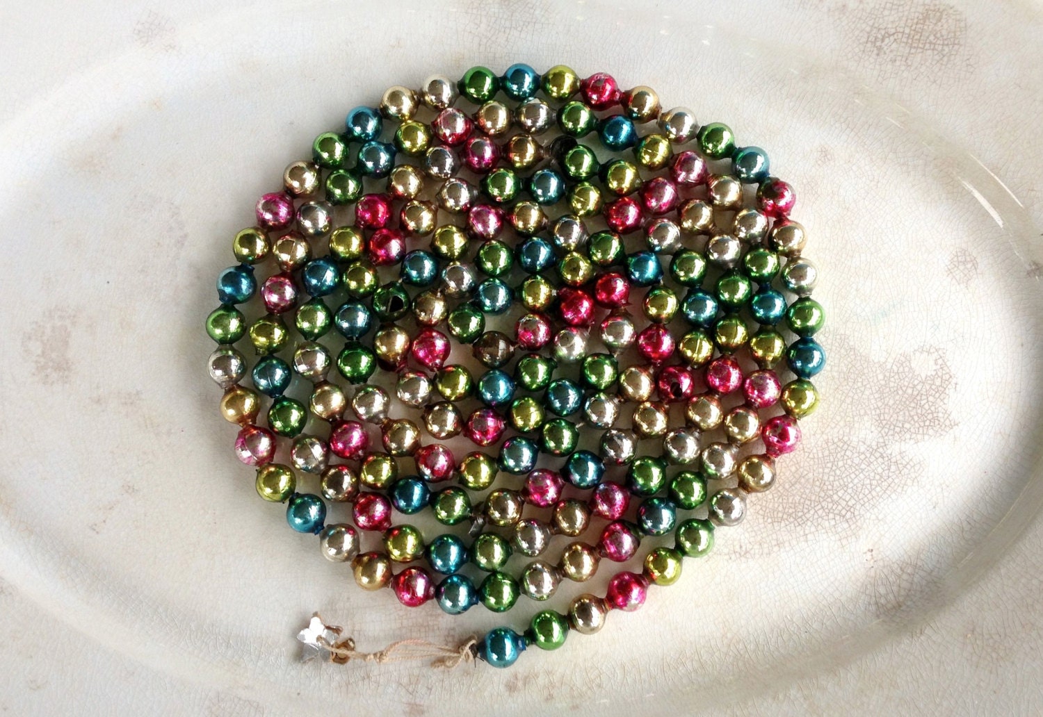 Vintage Mercury Glass Bead Garland Vintage Christmas Etsy