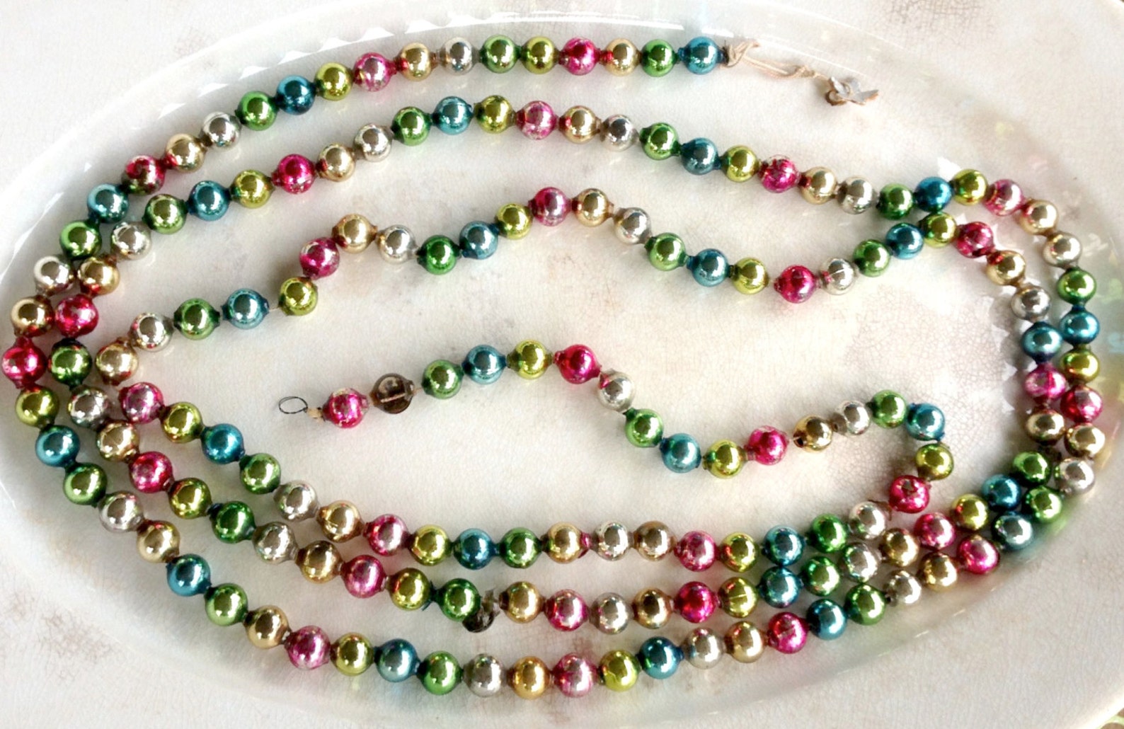 Vintage Mercury Glass Bead Garland Vintage Christmas Etsy