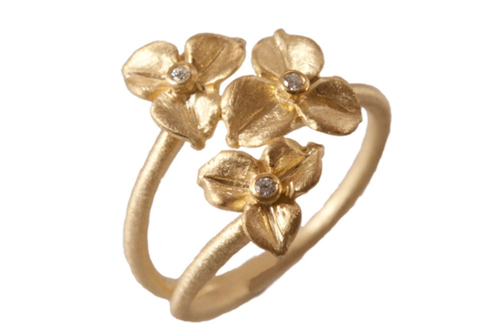 Hydrangea Diamond Flower Ring | Etsy