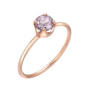 Natural Purple Sapphire, 14kt Rose Gold Solitaire Ring. Handmade by Gevani