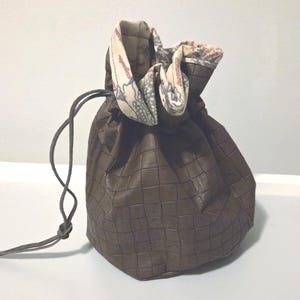 Faux leather dice bag with fantasy map lining