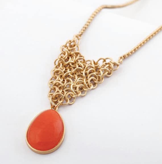Items similar to Oversized Orange Pendant Necklace / Pendant Necklace