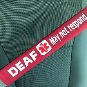 Deaf May Not Respond Medical Alert Seat belt Cover image 4