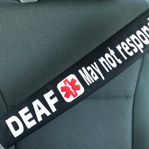 Deaf May Not Respond Medical Alert Seat belt Cover image 2