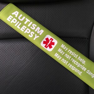 Autism Epilepsy Seatbelt Cover Medical Alert Seatbelt Cover Special Needs Seatbelt Cover image 4