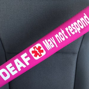 Deaf May Not Respond Medical Alert Seat belt Cover image 3