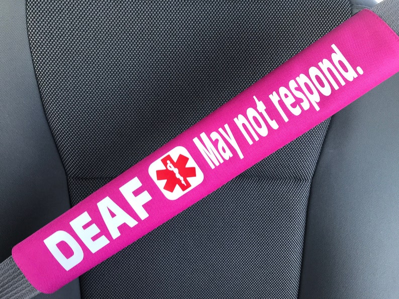 Deaf May Not Respond Medical Alert Seat belt Cover image 3