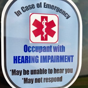 Hearing Impaired Deaf Car Home Window Decal Weatherproof Fade Resistant
