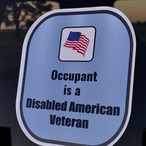 Disabled Veteran USA Car Home Window Decal Weatherproof Fade Resistant