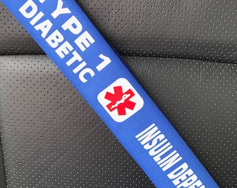 Type 1 Diabetes - insuline-afhankelijke - medische Alert autogordel Cover - "Special Needs" autogordel Cover-