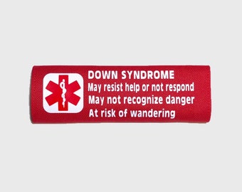 Down Syndrome Medical Alert Car Seat Harness Belt Backpack Strap Cover