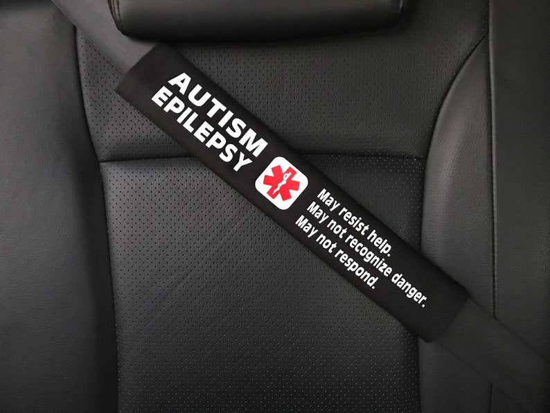 Autism Epilepsy Seatbelt Cover Medical Alert Seatbelt Cover Special Needs Seatbelt Cover image 2