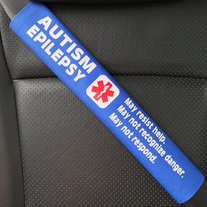 Autism Epilepsy Seatbelt Cover Medical Alert Seatbelt Cover Special Needs Seatbelt Cover image 1