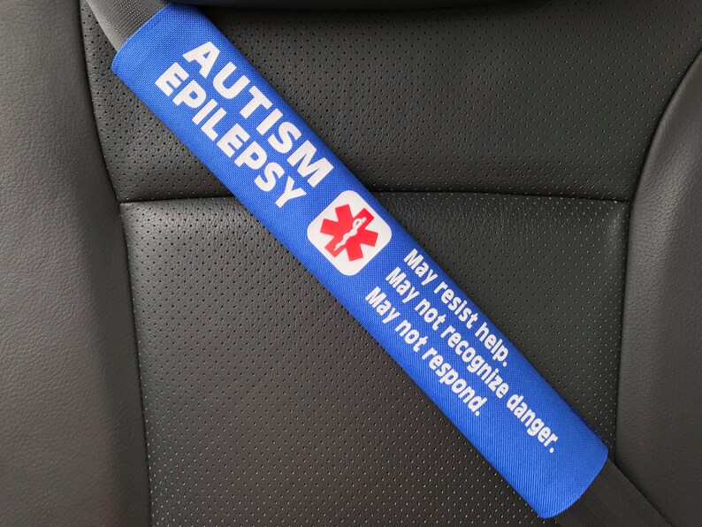 Autism Epilepsy Seatbelt Cover Medical Alert Seatbelt Cover Special Needs Seatbelt Cover image 1