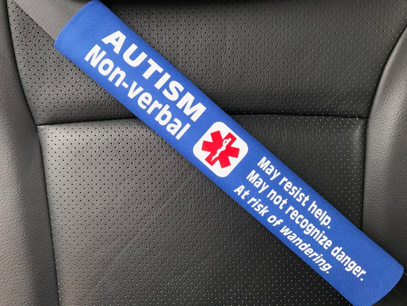 Autism Non-verbal 3 Piece Safety Kit Wristband Seat Belt Cover Window Decal image 3
