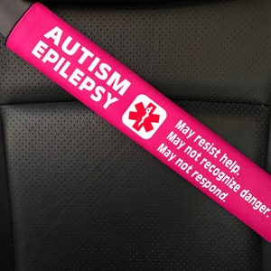 Autism Epilepsy Seatbelt Cover Medical Alert Seatbelt Cover Special Needs Seatbelt Cover image 3