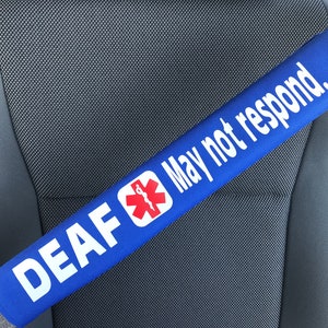 Deaf May Not Respond Medical Alert Seat belt Cover image 5