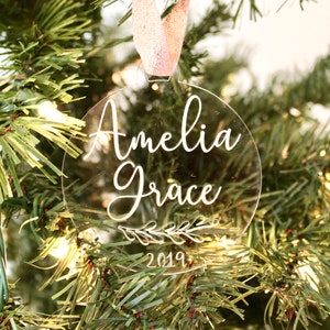 Baby's First Christmas Ornament Personalized | Baby Girl Ornament | Baby's First Christmas | Personalized Acrylic Ornament | New Parent Gift