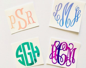 Holographic Opal Monogram Decal: Permanent Vinyl Sticker Decal