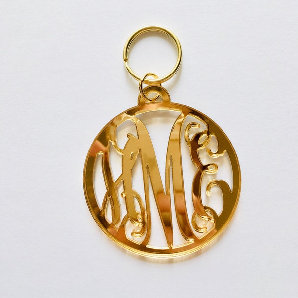 Personalized Gold Monogrammed Mirror Acrylic Keychain | Gift for her, Personalized keychains, Bridesmaid gift, Bride gift, custom keychain